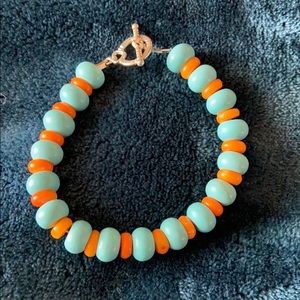 Turquoise and Orange coral bracelet